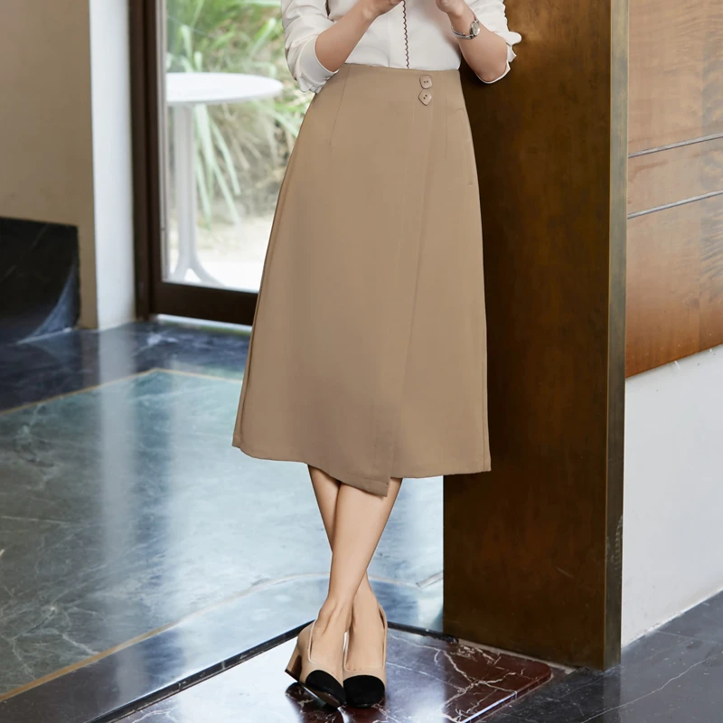 【小陈甄选】8263014奶茶棕女士显瘦中长款高腰气质垂感半身裙裙子