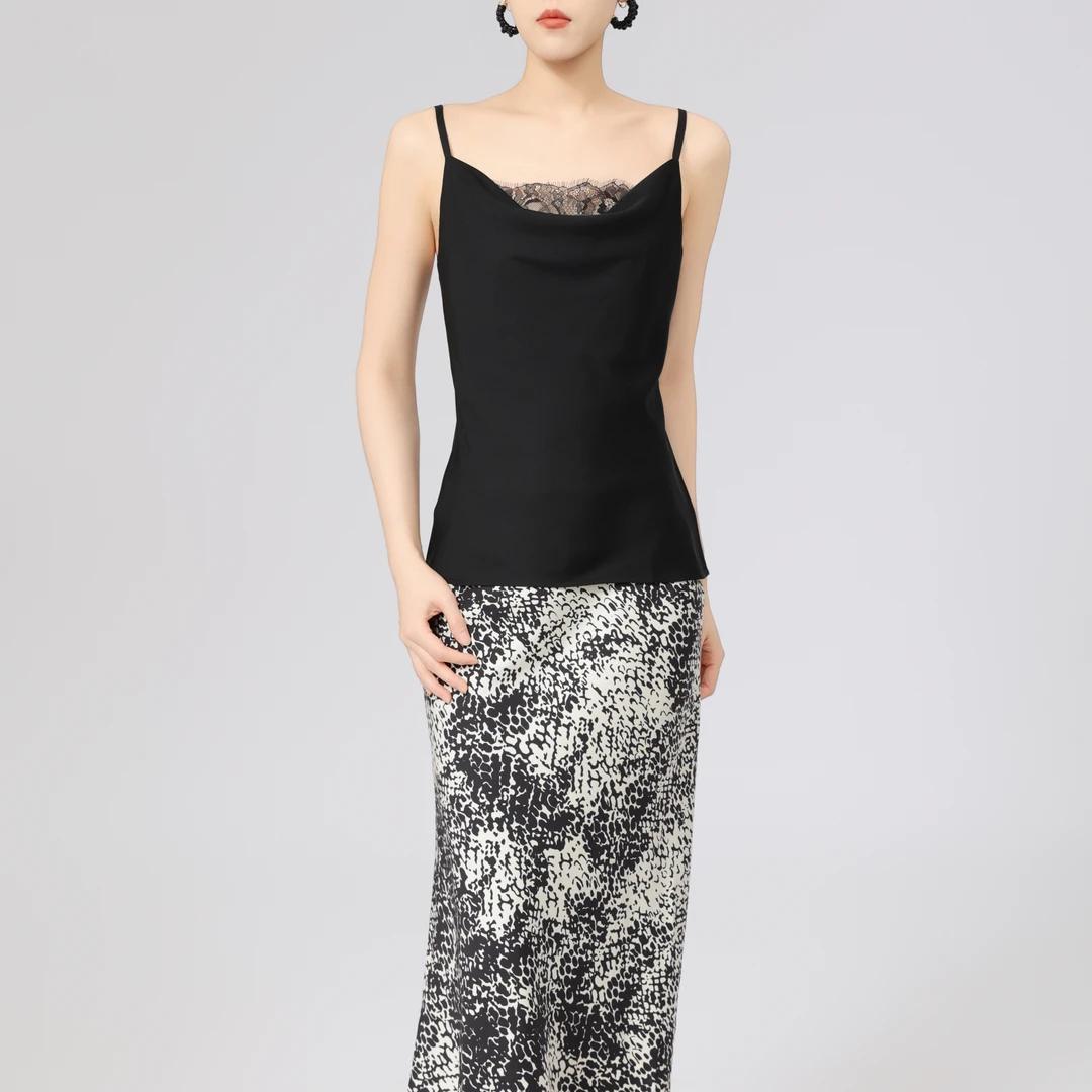 AMASS/阿玛施春夏新款蕾丝舒适透气桑蚕丝设计感吊带背心 530041