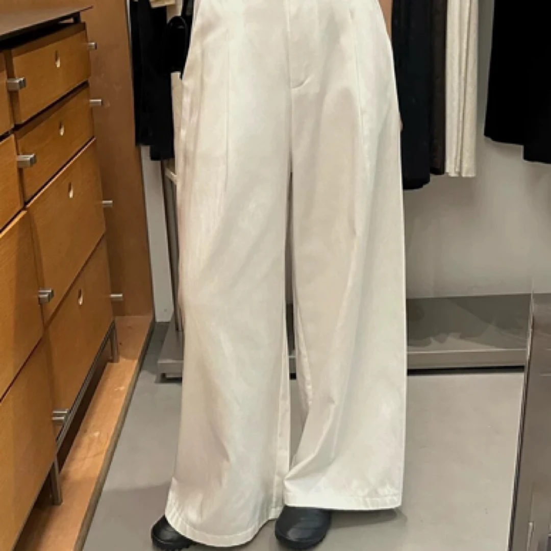 韩国2025 正品早春微磨毛纯棉休闲裤阔腿