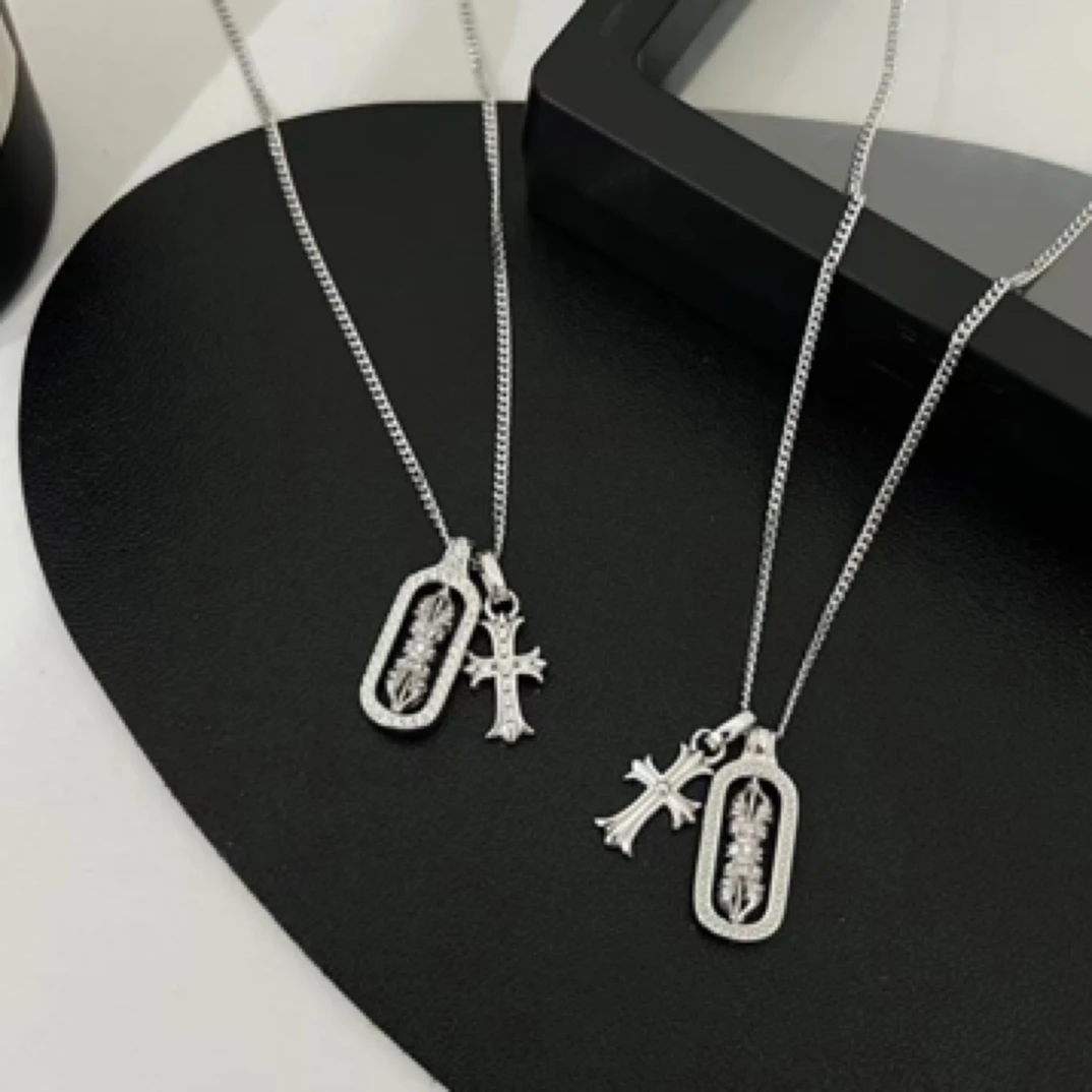 铜合金吊坠 金刚杵十字架吊坠项链轻奢百搭小众高级转运杵锁骨链