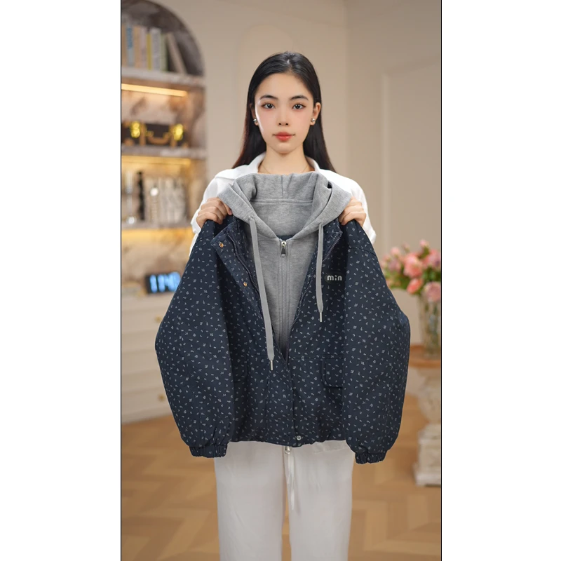 女童冬装棉衣外套2025新款洋气儿童秋冬季加厚大童假两件棉服7798