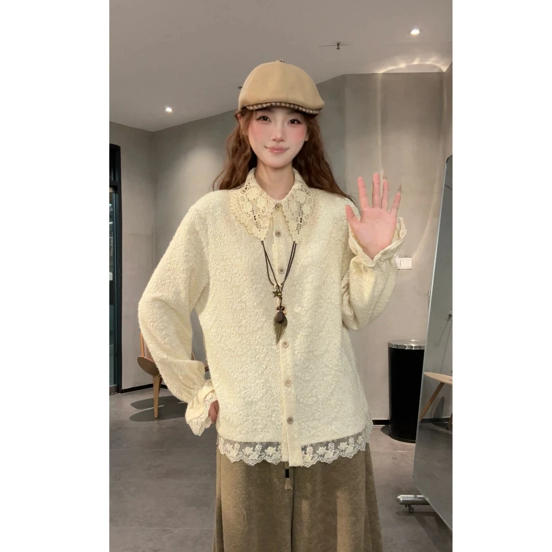 秋冬季加厚新款设计感洋气百搭精致上衣叠穿单穿法宝慵懒风衬衫