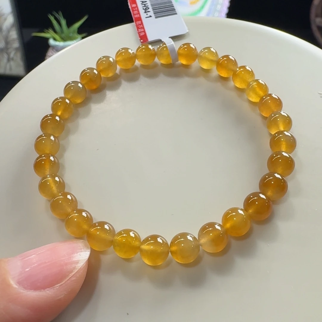 未镶嵌手链翡翠高冰玻黄翡单圈6mm