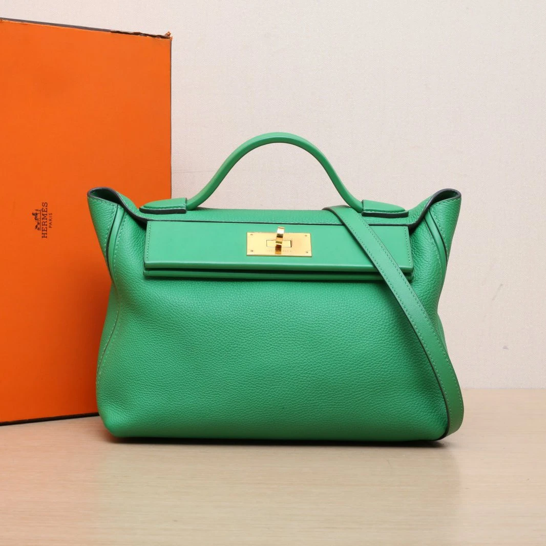 99新 Hermes/爱马仕 【双双】2424 29 1K竹子绿 Togo皮 Y刻 金扣