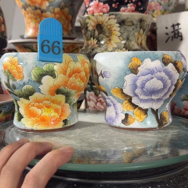 景德镇手绘花盆满38包邮偏远地区除外