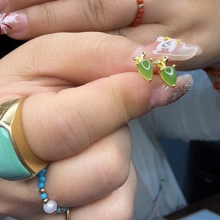 白玉菩提把件手做绿玉