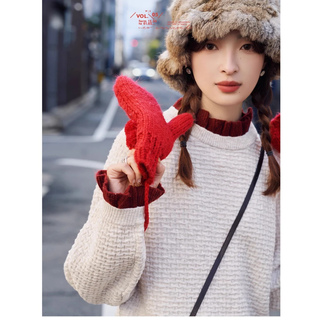 【王雪糕专属】「白描工作间」"洛尔西亚"美丽奴羊毛荷叶边针织衫毛衣