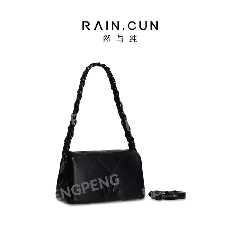 RAIN.CUN GQ-88754-黑色 轻奢女士时尚通勤小众百搭斜挎包