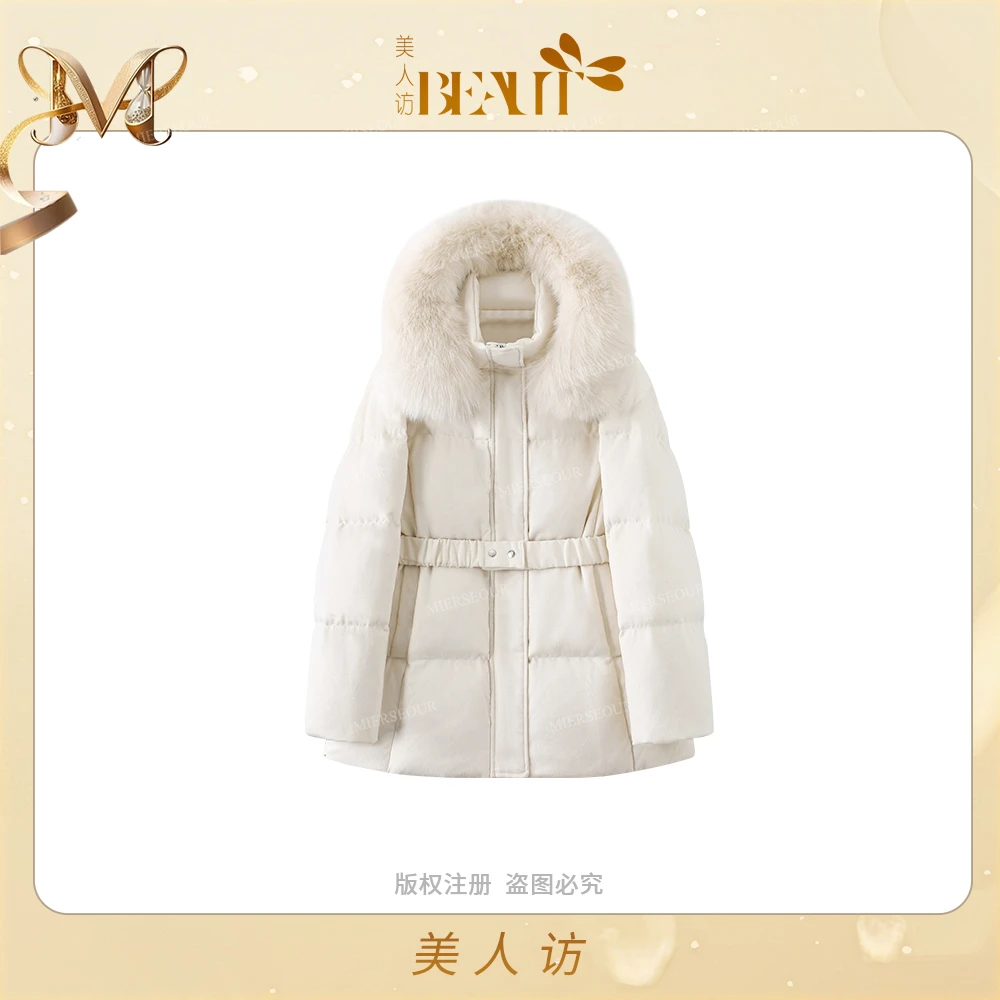 美人访【C位羽绒】”匈牙利90鹅“加密狐狸毛温暖感连帽羽绒服12570