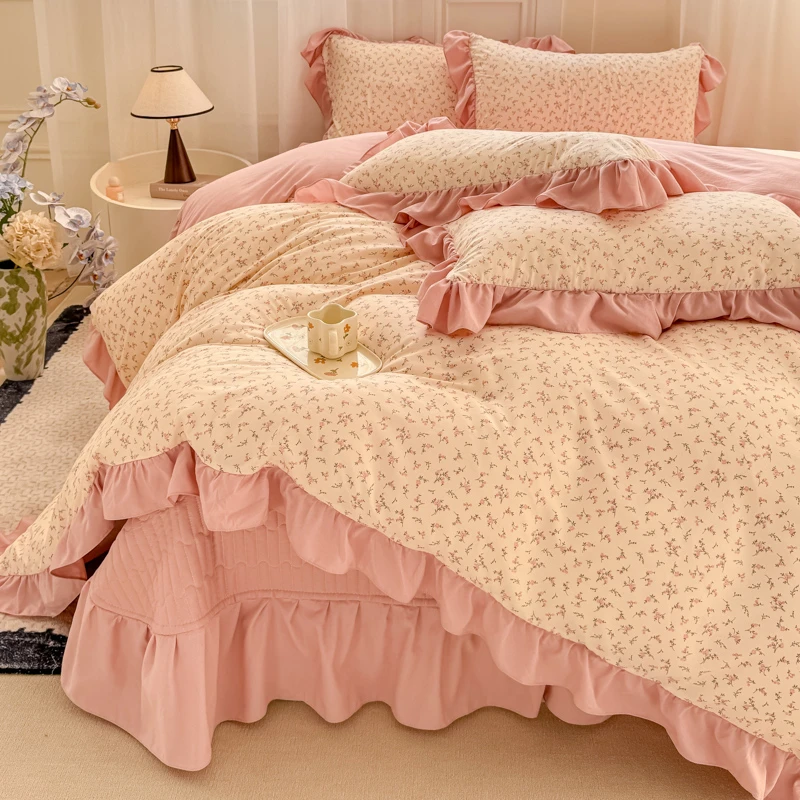 【床盖春夏四件套花边款】春夏四件套被套床盖加棉夹棉2025新款 1.5