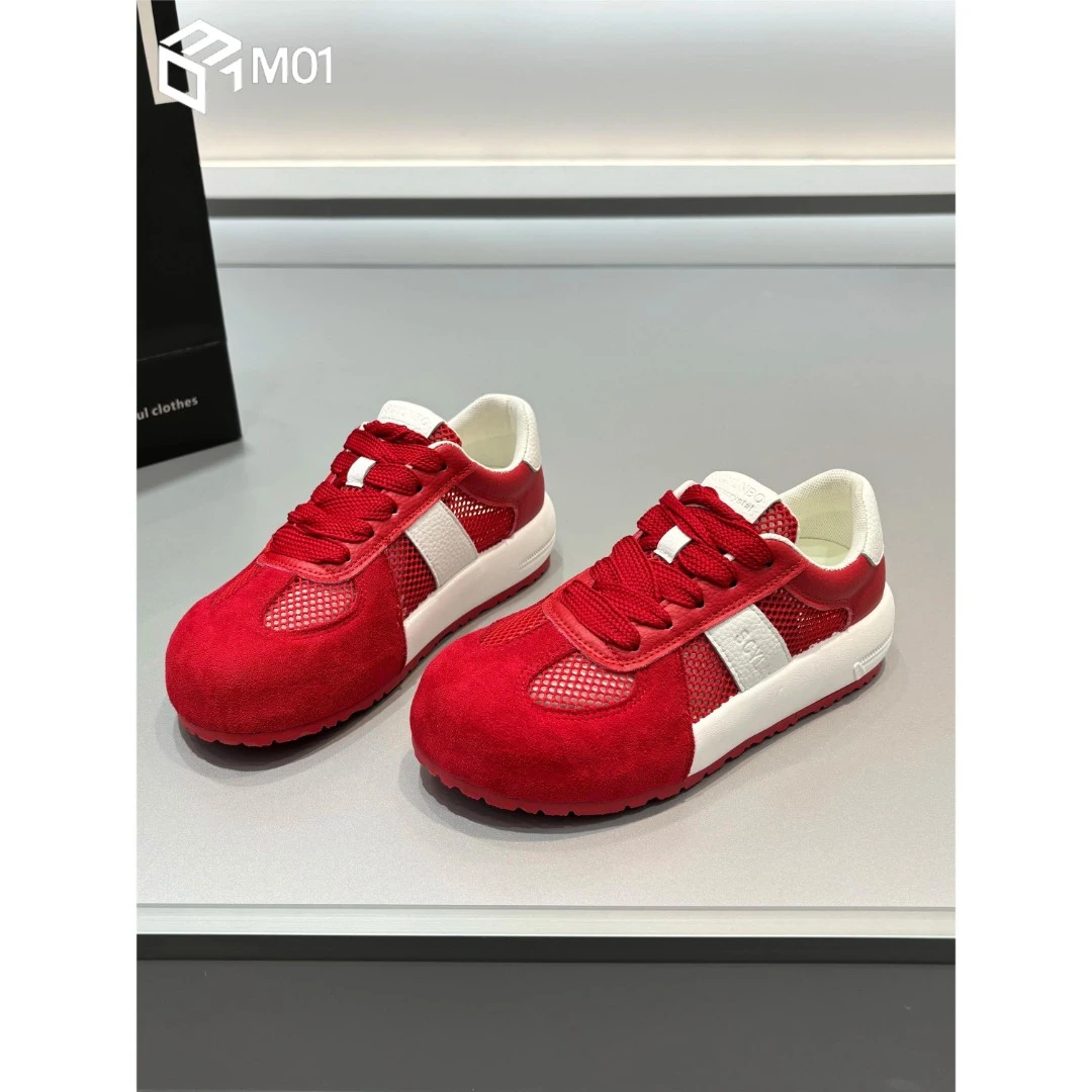 M012025夏季新款时尚百搭休闲运动板鞋夏季网面透气厚底德训鞋