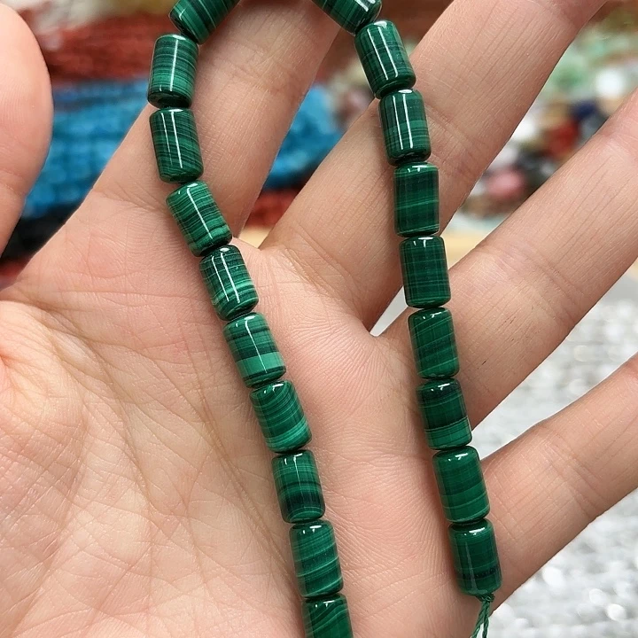 玛瑙/玉髓未镶嵌珠宝半成品6×9孔雀石柱子20颗