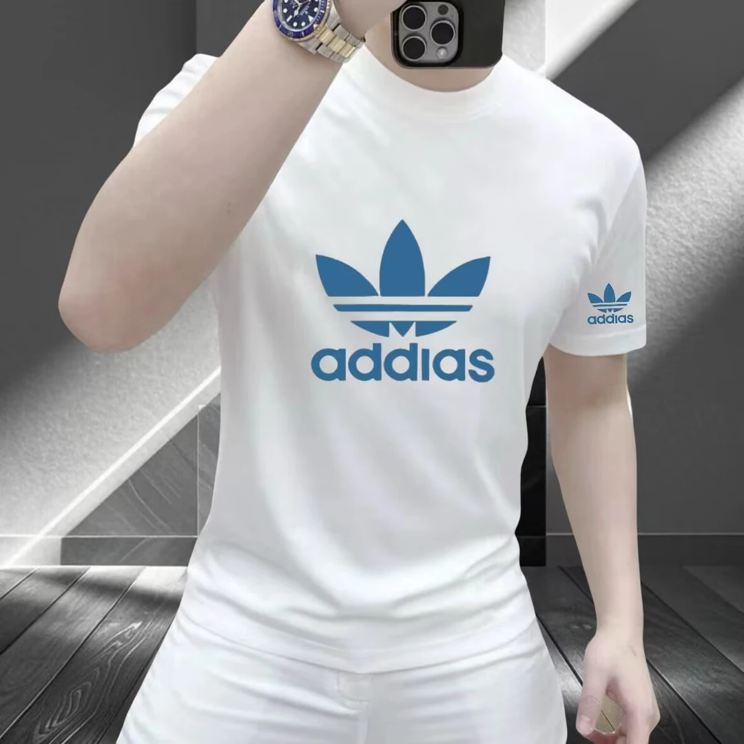 男士丝光棉短袖t恤男高品质轻奢痞帅半袖ins舒适透气圆领男装上衣