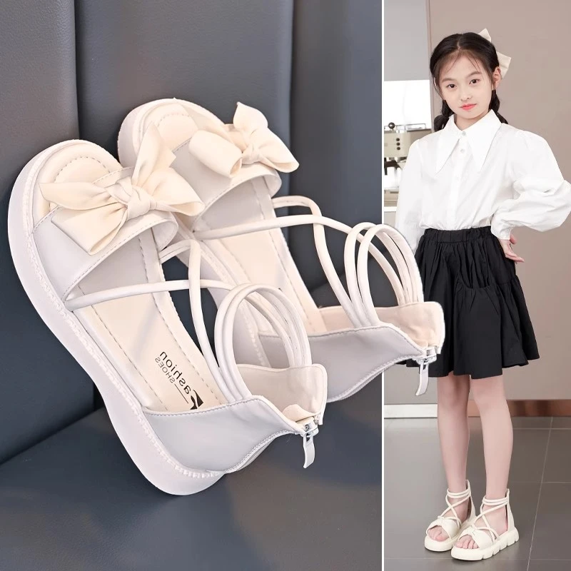 女童凉鞋儿童洋气百搭公主鞋子2025夏季新款小女孩韩系沙滩罗马鞋