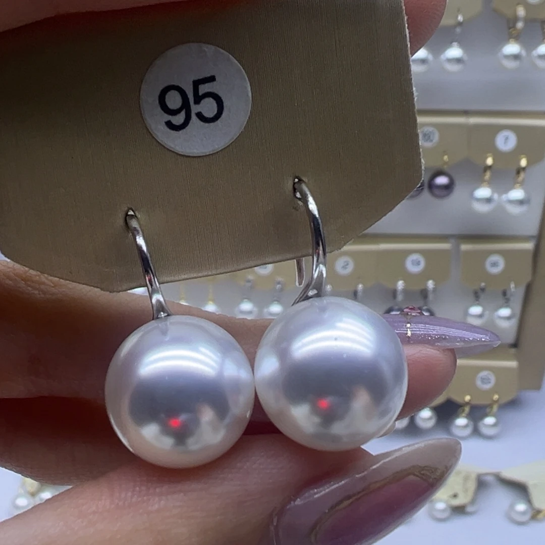 淡水珍珠银S925镶嵌耳饰