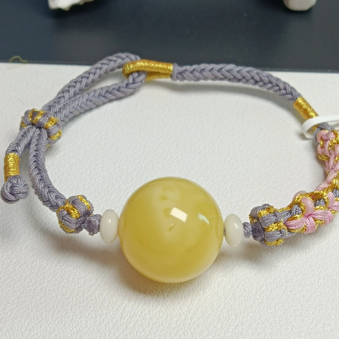 天然蜜蜡圆珠手绳~俄料浓蜡满腊品质~19珠径~672