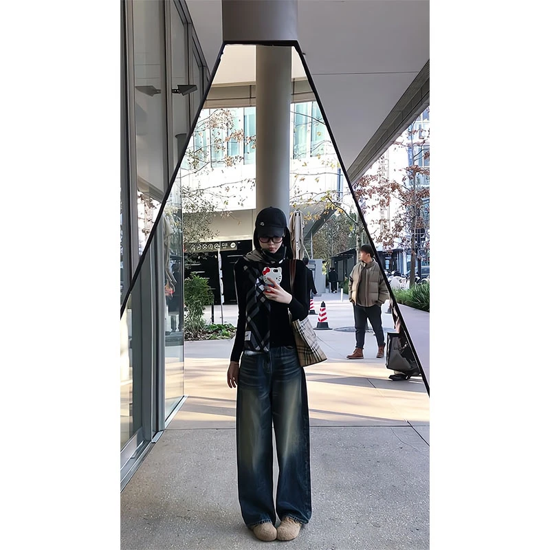 长袖打底衫女2025秋冬修身显瘦内搭保暖基础款上衣复古宽松牛仔裤