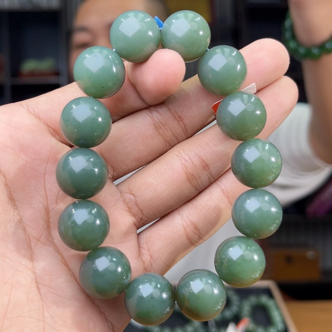 和田玉未镶嵌手串天然和田玉新疆且末蓝卡16