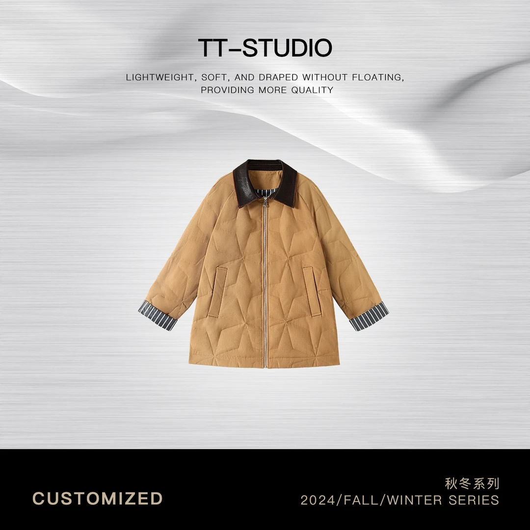 TT【巴恩鹅绒】冬季新款白鹅绒羊皮领宽松百搭翻领外套TT-SI99170