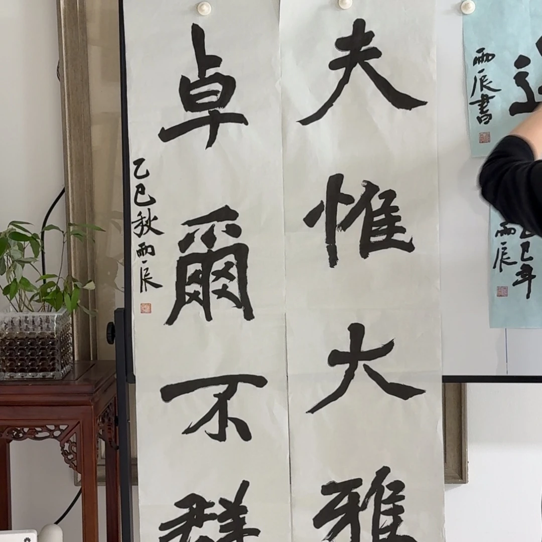 书法党震 对联 卓尔夫惟