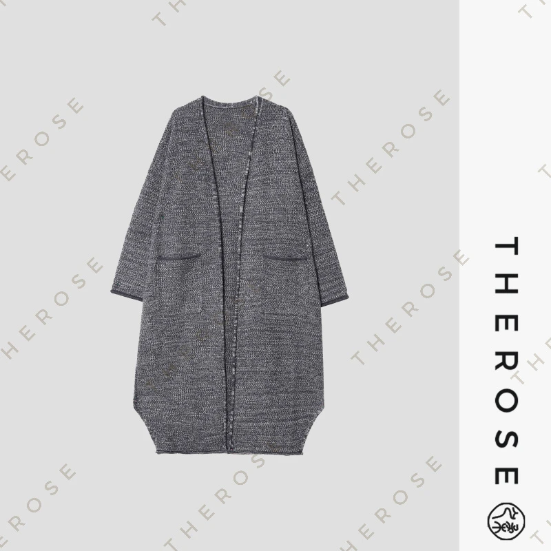 之柔【迷失之城】时尚令士打花织法中长款毛衣开衫温柔知性长袖外套