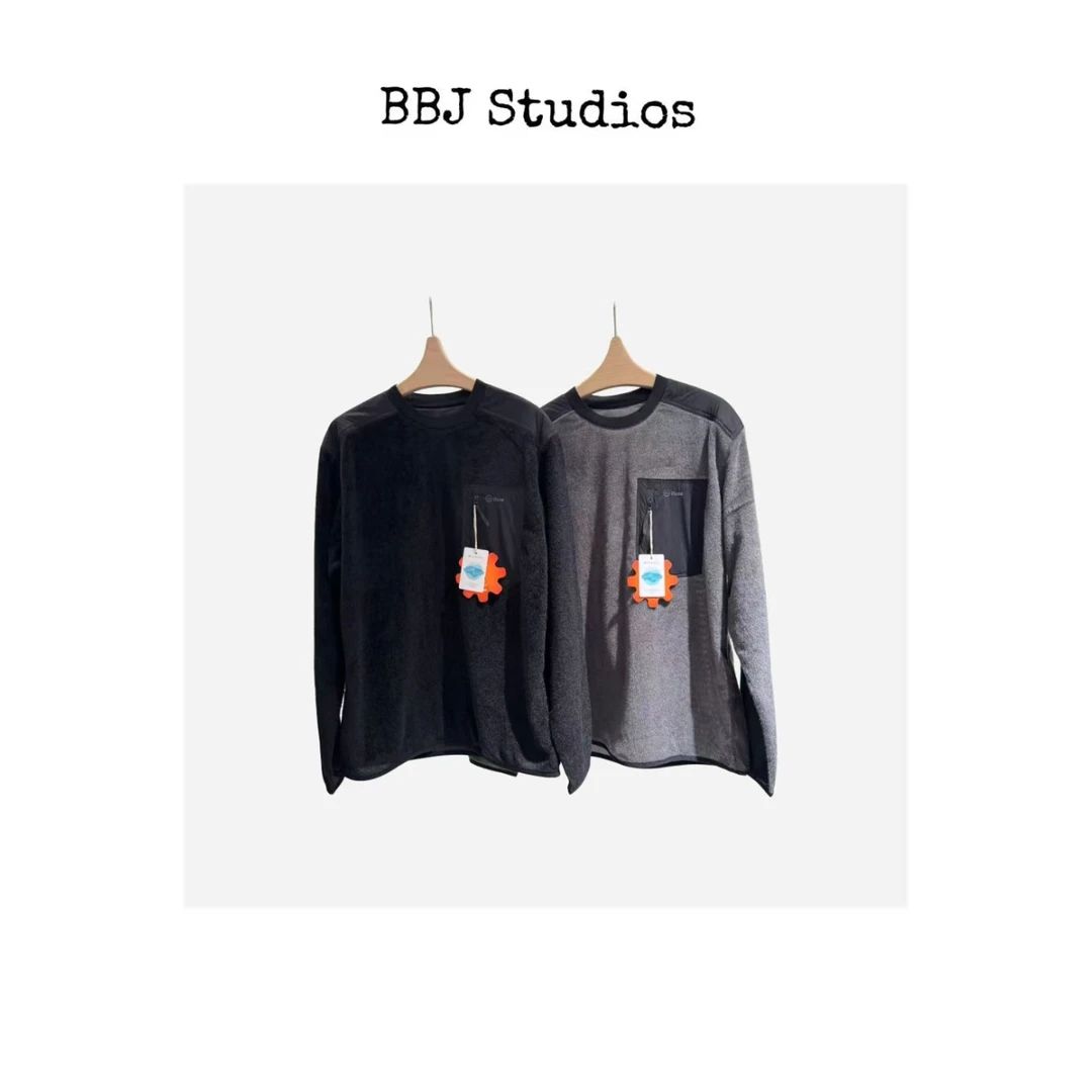 BBJ  Studios｜秋冬轻量薄绒宽松百搭保暖拼接卫衣LC0725