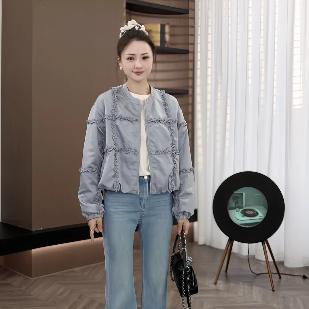 DHR COLLECTTIONS豆豆【奶油甜心】春季圆领荷叶边短外套女-D3617