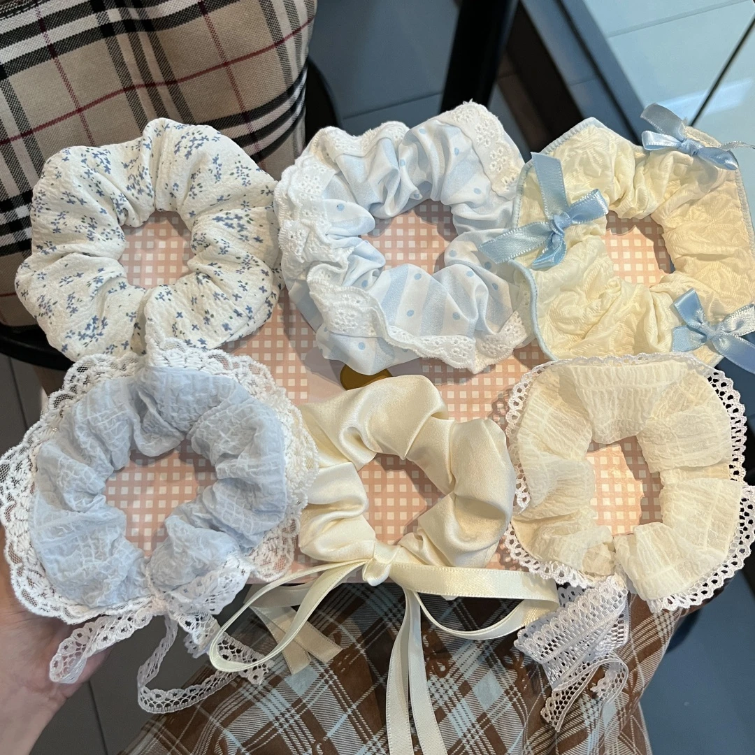 海盐芝士蓝温柔蝴蝶结大肠发圈日韩ins新款甜美仙女气质清新发绳