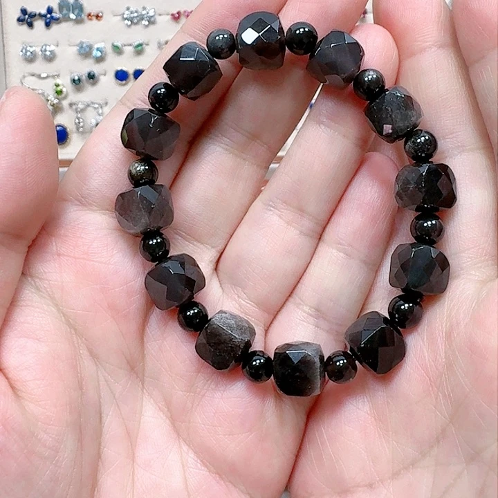 黑曜岩手链未镶嵌手链