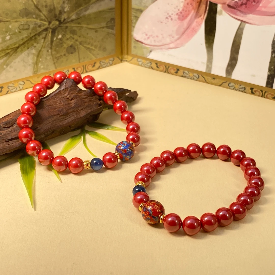 含辰砂工艺品【铭记珠宝】朱砂DIY手串24-DM125H247【多样性发一件】