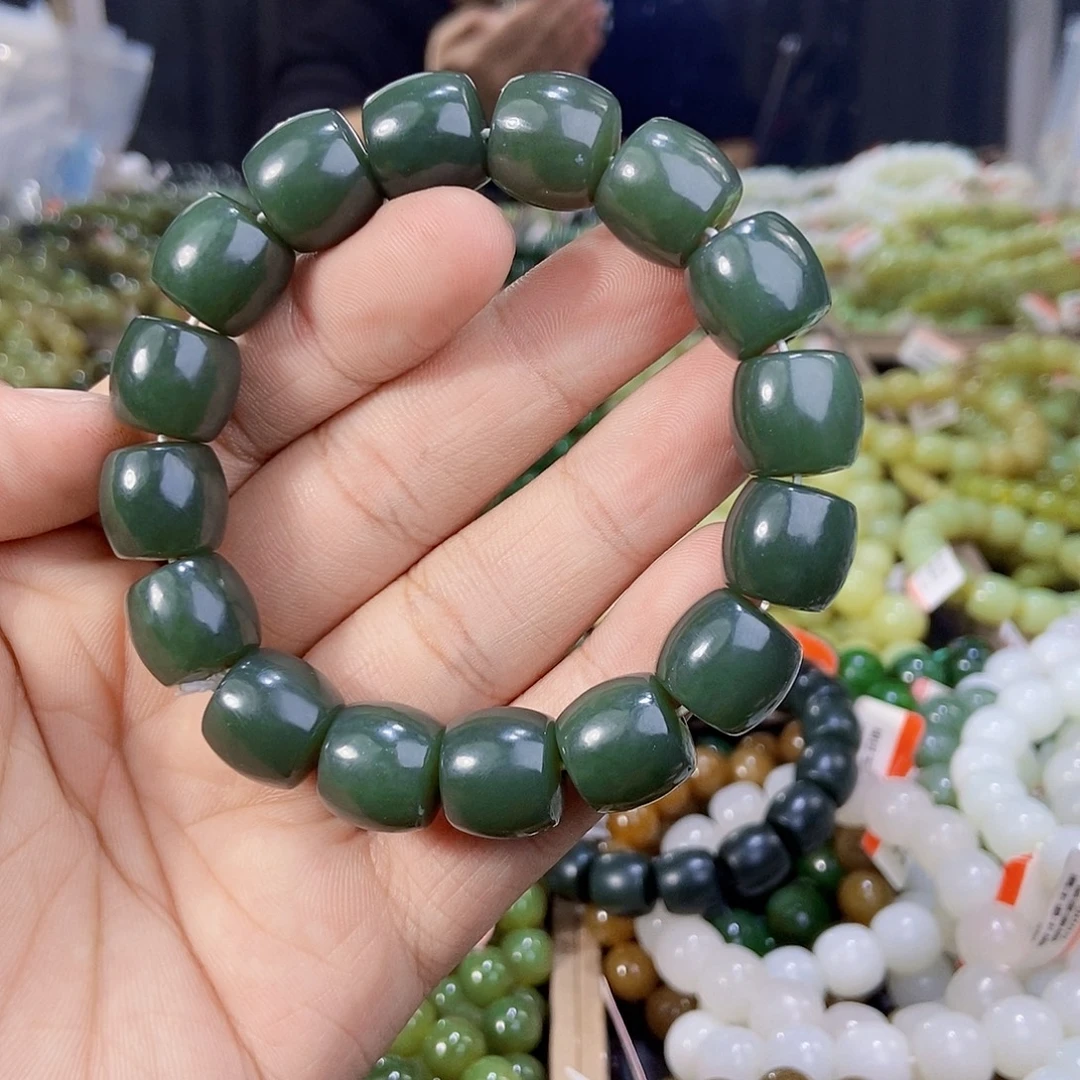 和田玉未镶嵌手串天然卡14且末料且末蓝多样性拍一发一