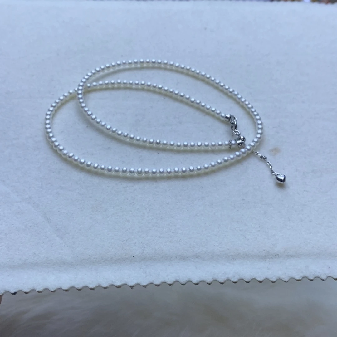 项链银S925镶嵌淡水珍珠