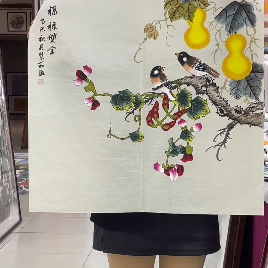 国画纯手绘山水花鸟