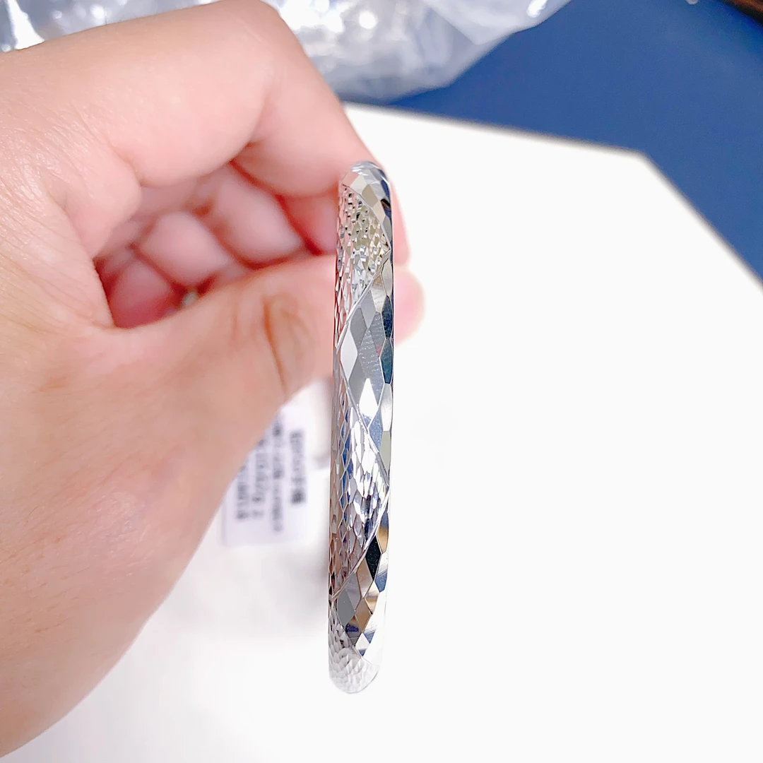 铂金PT950泥鳅车花手镯时尚简约个性款气质宽版精美