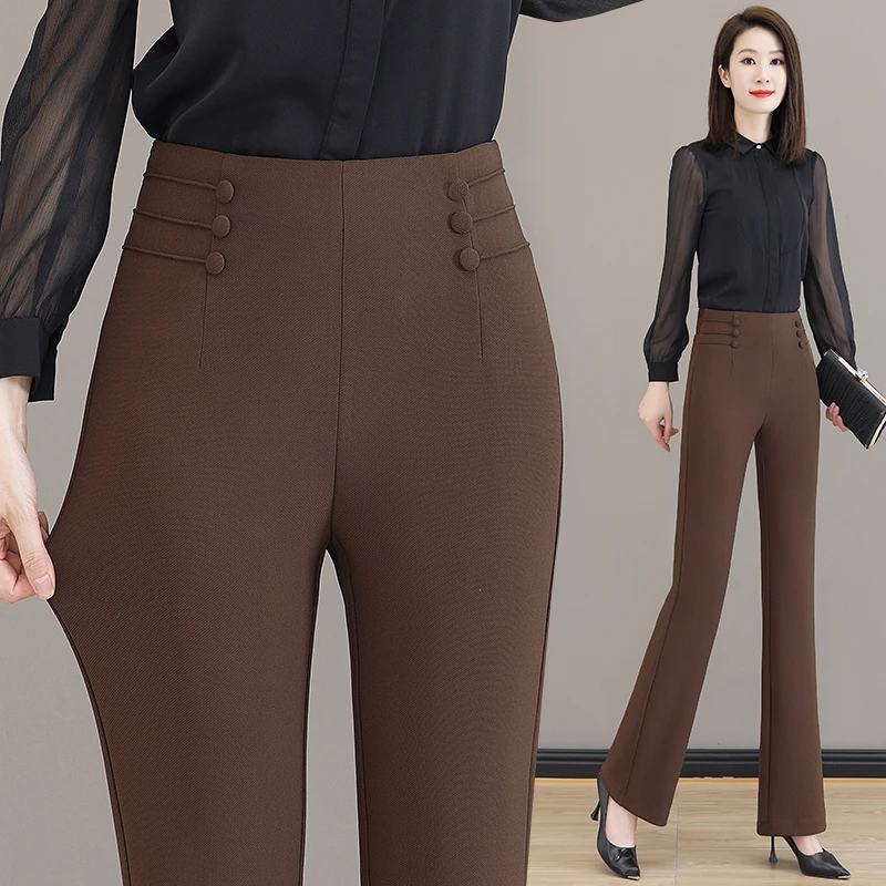 修身新款高腰弹力爆款微喇百搭裤女2025新款外穿显瘦气质女休闲
