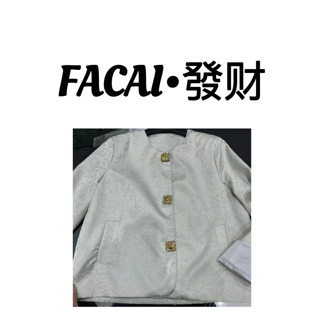 新中式复古刺绣提花短外套国风高级感休闲百搭上衣