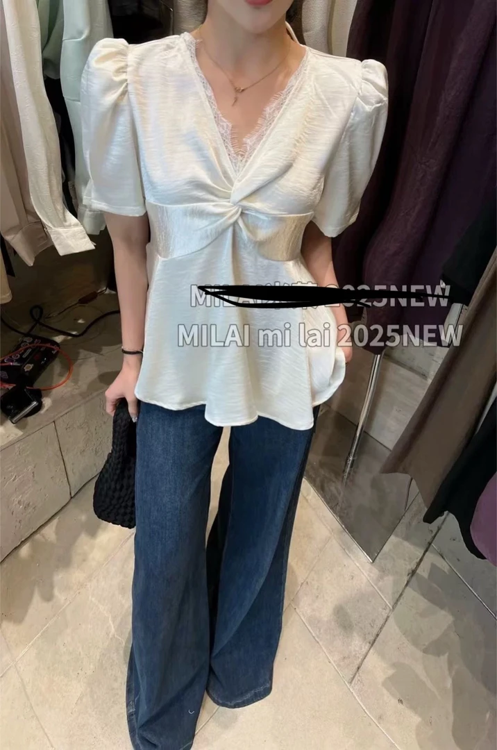 新款夏季 V领性感半袖 收腰显瘦 高级大气