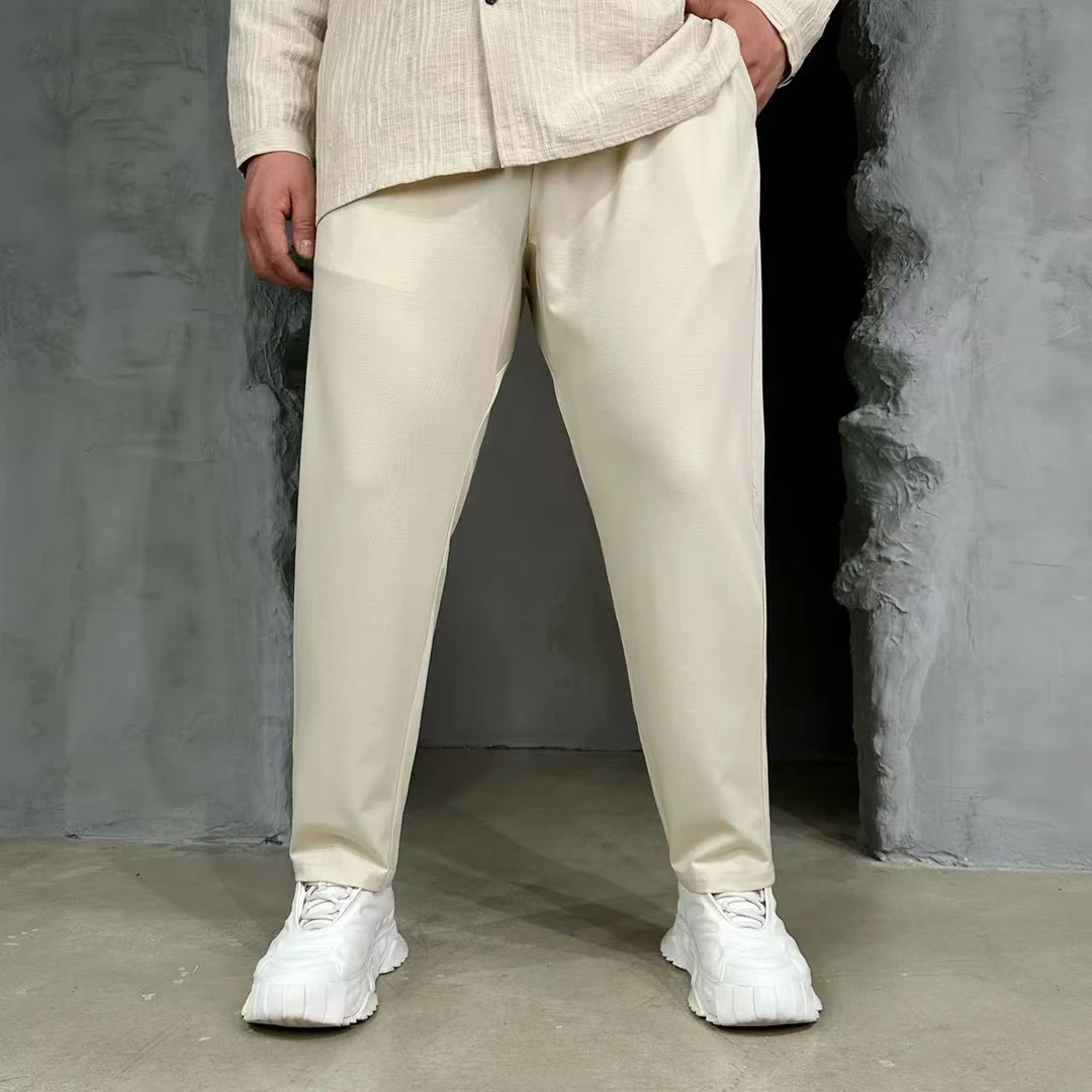 胖语大码男装 2025春夏新款百搭超柔超垂凉感休闲直筒裤99727#S