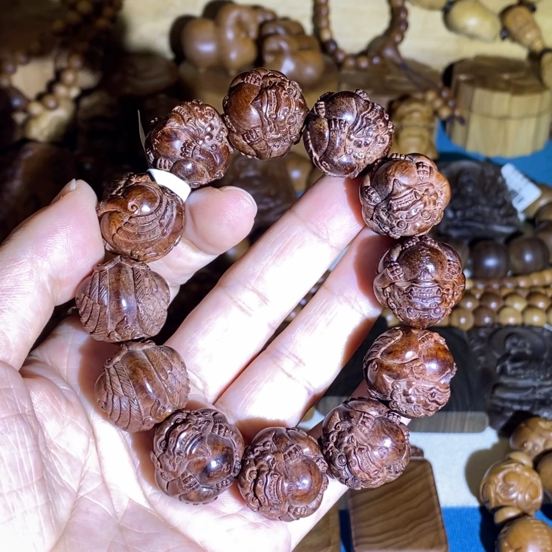 遇***鉴手串/手链黄花梨/降香黄檀海南黄花梨2.0华艺手工貔貅