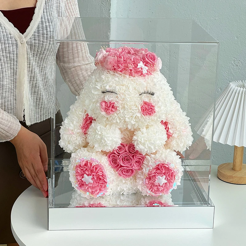 永生花告白兔子玫瑰花礼盒摆件生日告白七夕情人节礼物送女友爱人