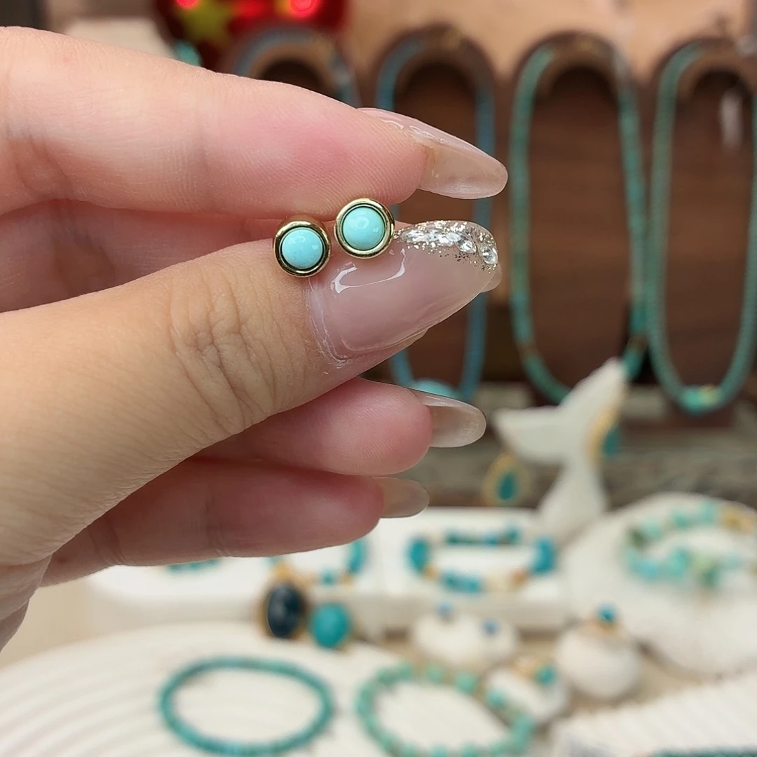 绿松石合金耳钉耳钉