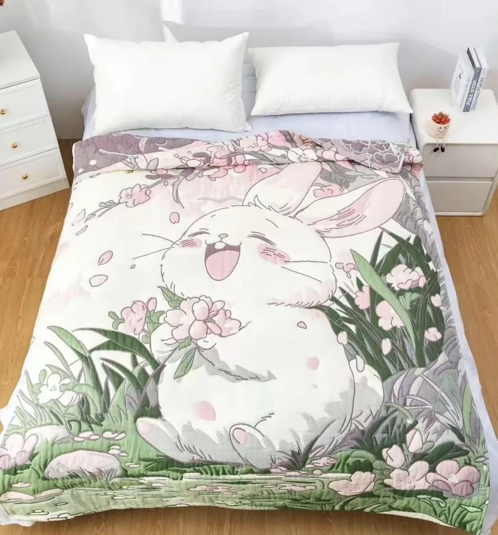 【樱花兔】200*230cm  A类全棉纱布云朵泡芙被