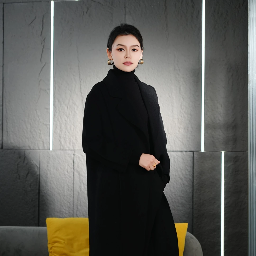 Falaibang/法莱邦C-02黑色羊毛大衣