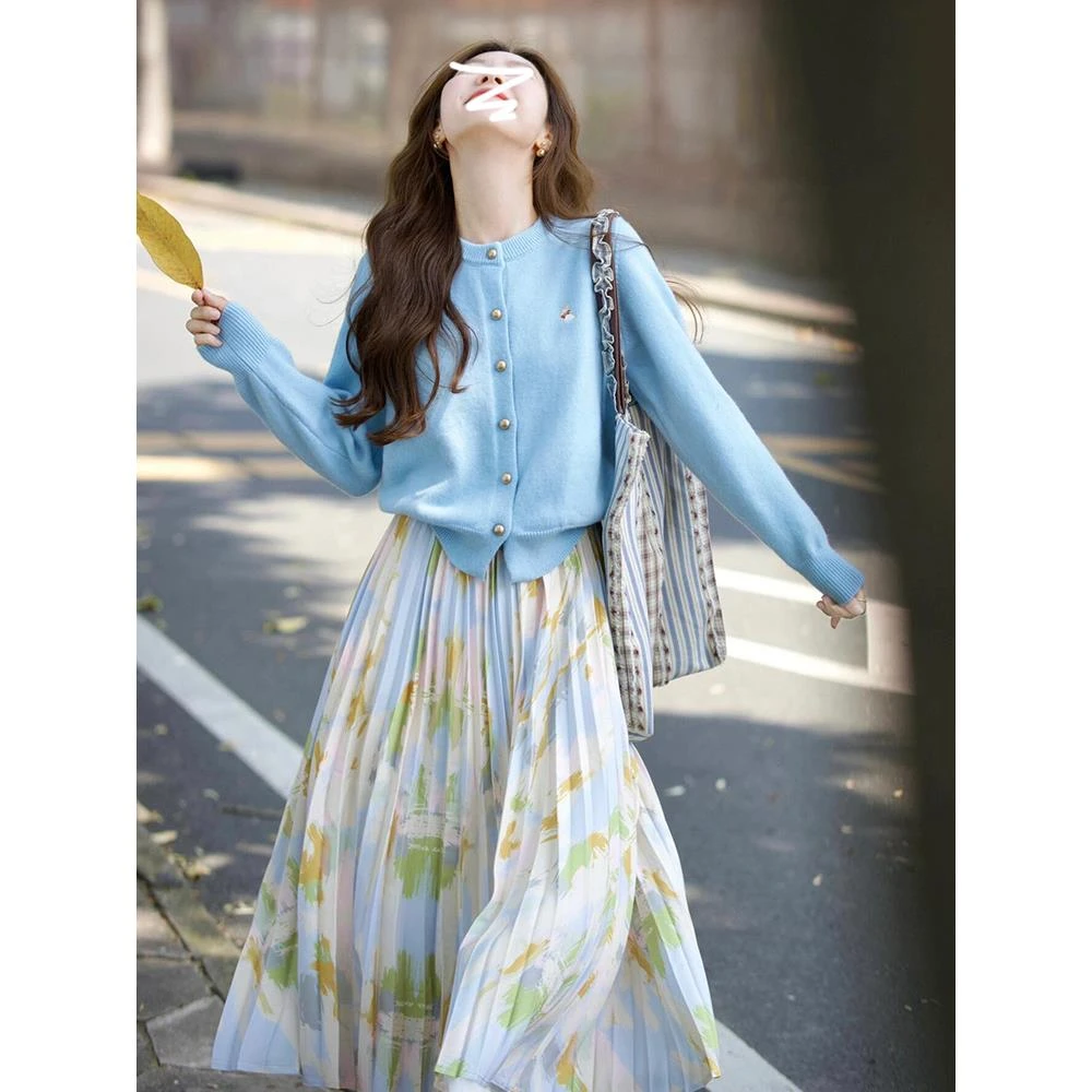 韩系减龄穿搭连衣裙秋冬套装2025新款女装秋季入秋气质搭配一整套