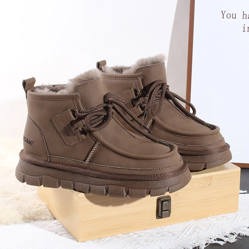 防水牛皮+全羊毛！TG-9898 冬季新款好打理户外防水男士雪地靴