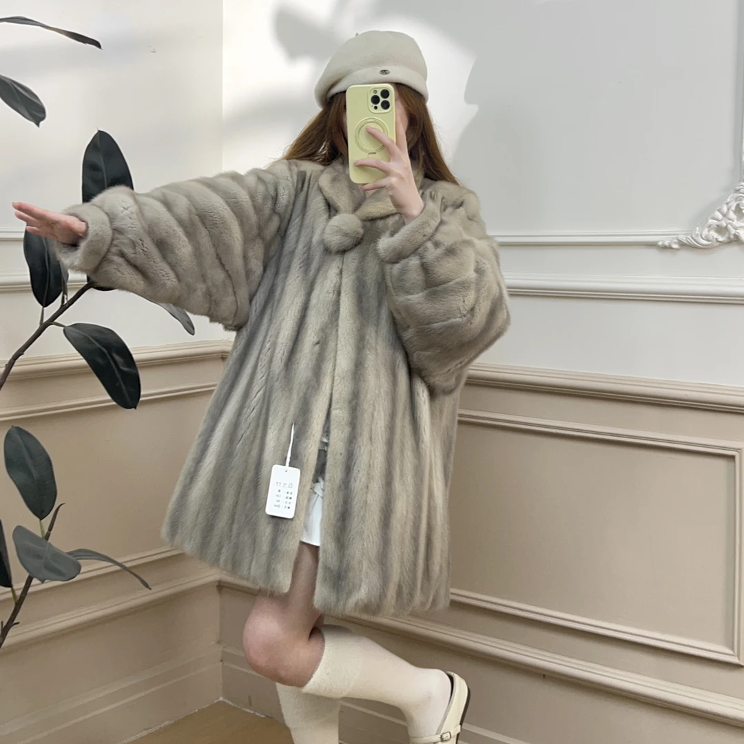 L77大蝙蝠袖宝石蓝灰甜美减龄款流光风女款外套