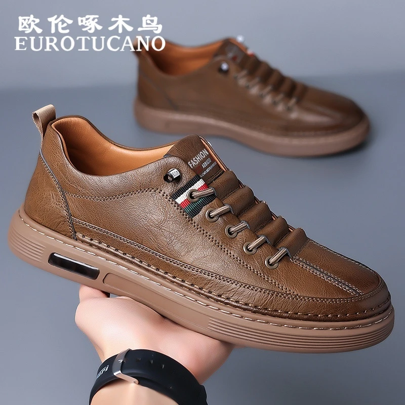 欧伦啄木鸟EUROTUCANO男鞋潮流商务休闲皮鞋男士透气耐磨运动板鞋