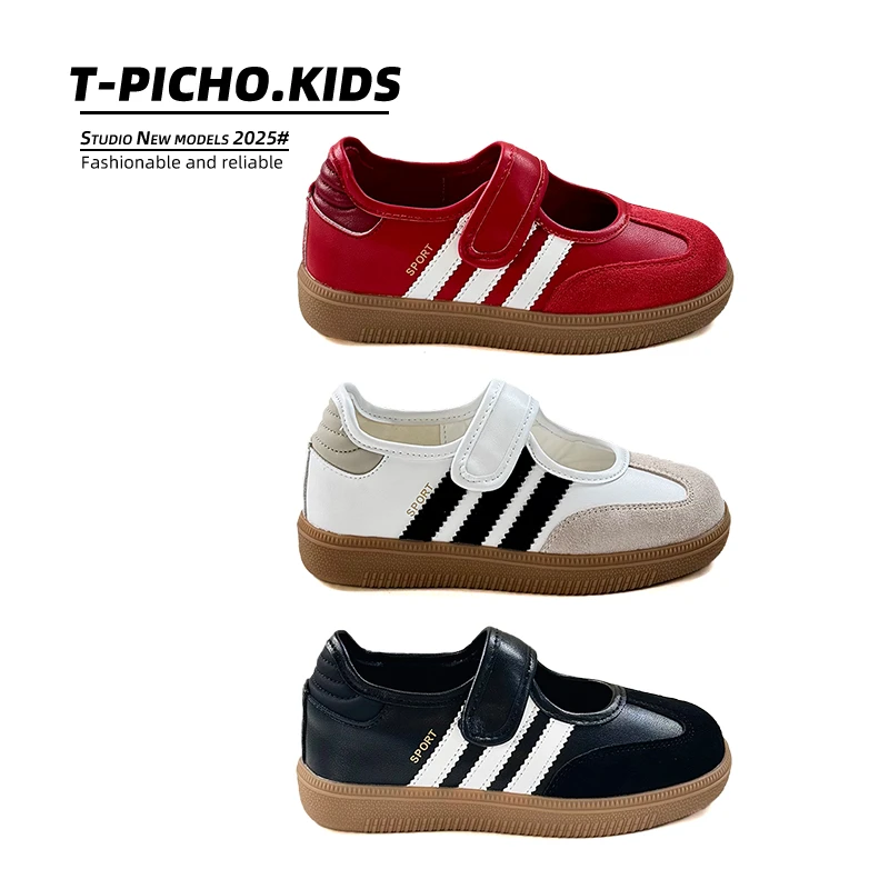 女童芭蕾风德训鞋红色板鞋2025春秋新款百搭阿甘鞋软底单鞋-3026