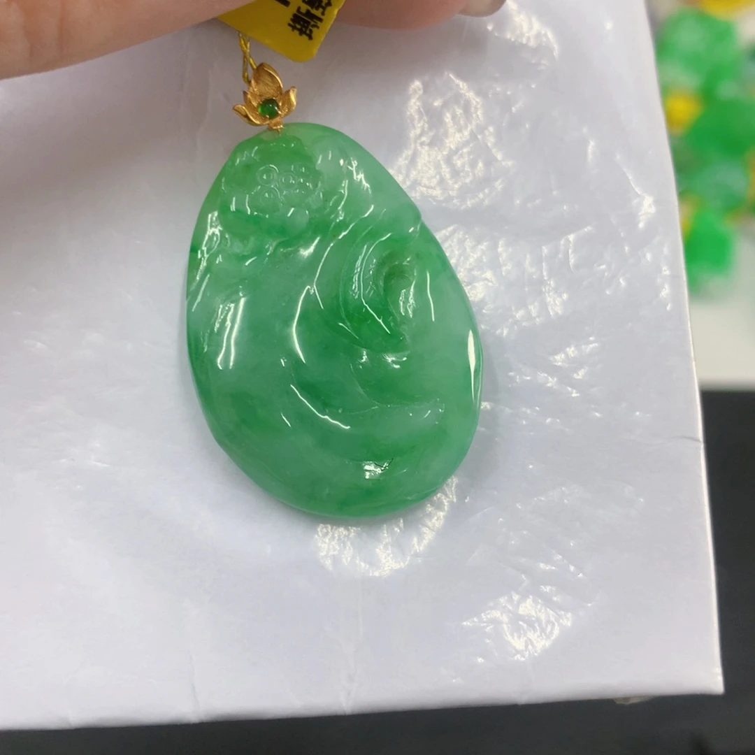 翡翠18K金镶嵌吊坠(不含链)