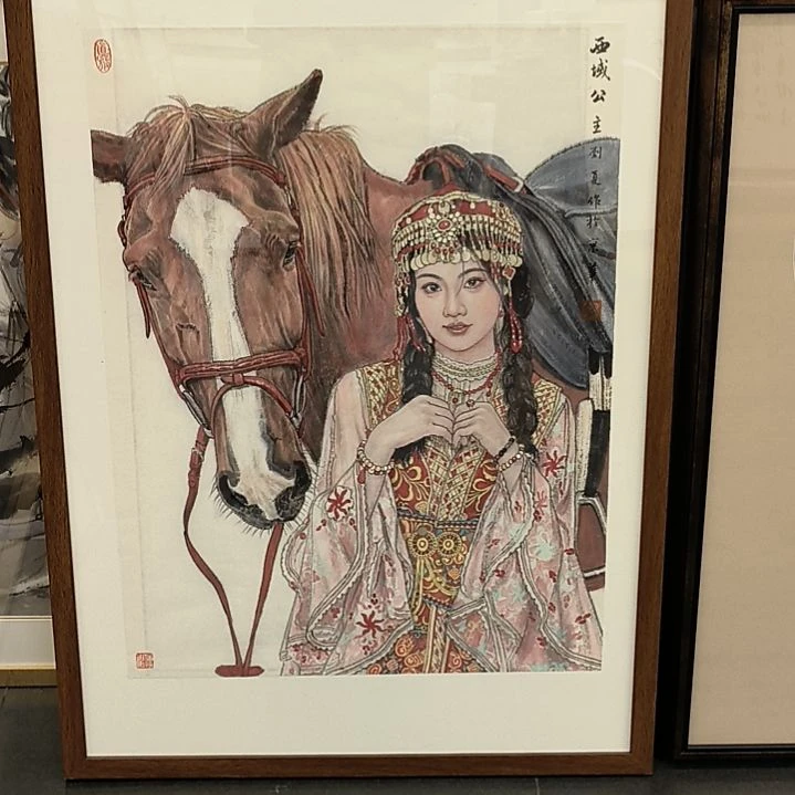 国画人物画作精品带框发3.2平尺